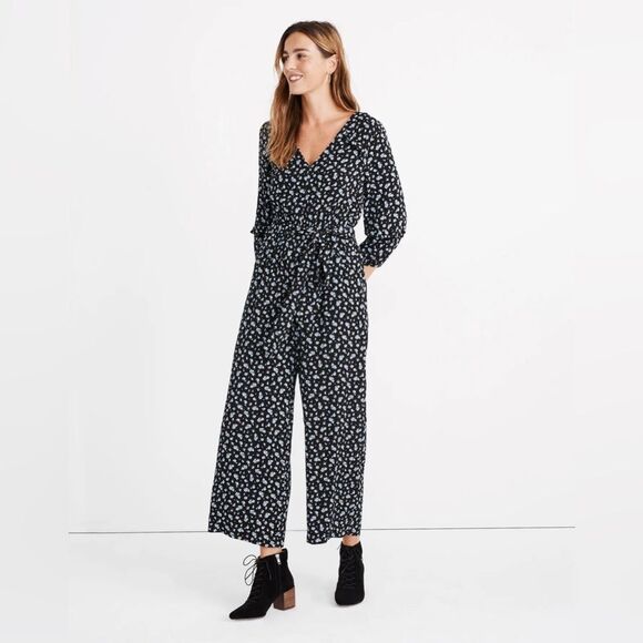 Madewell Ruffle Sleeve Tie Waist Jumpsuit Size Small in Baby's Breath - Picture 1 of 12